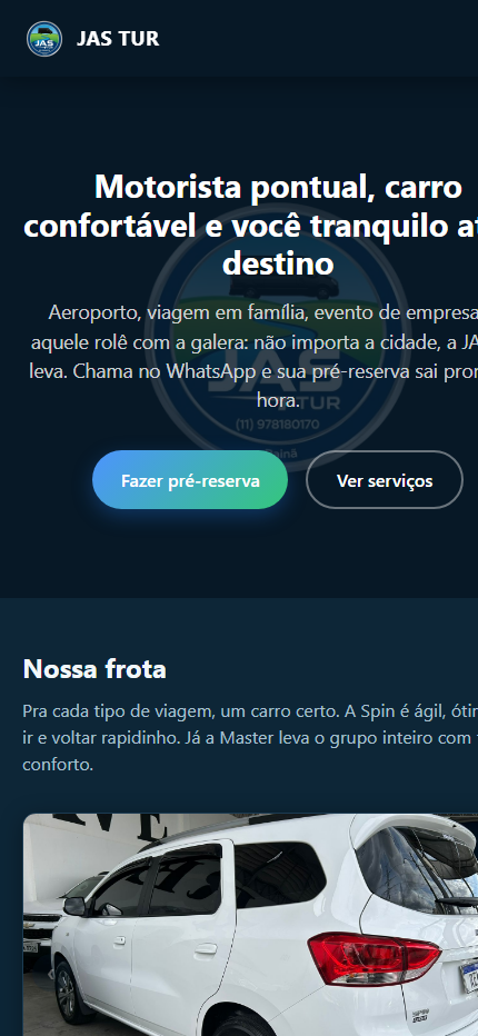Tela mobile real do projeto Jastur