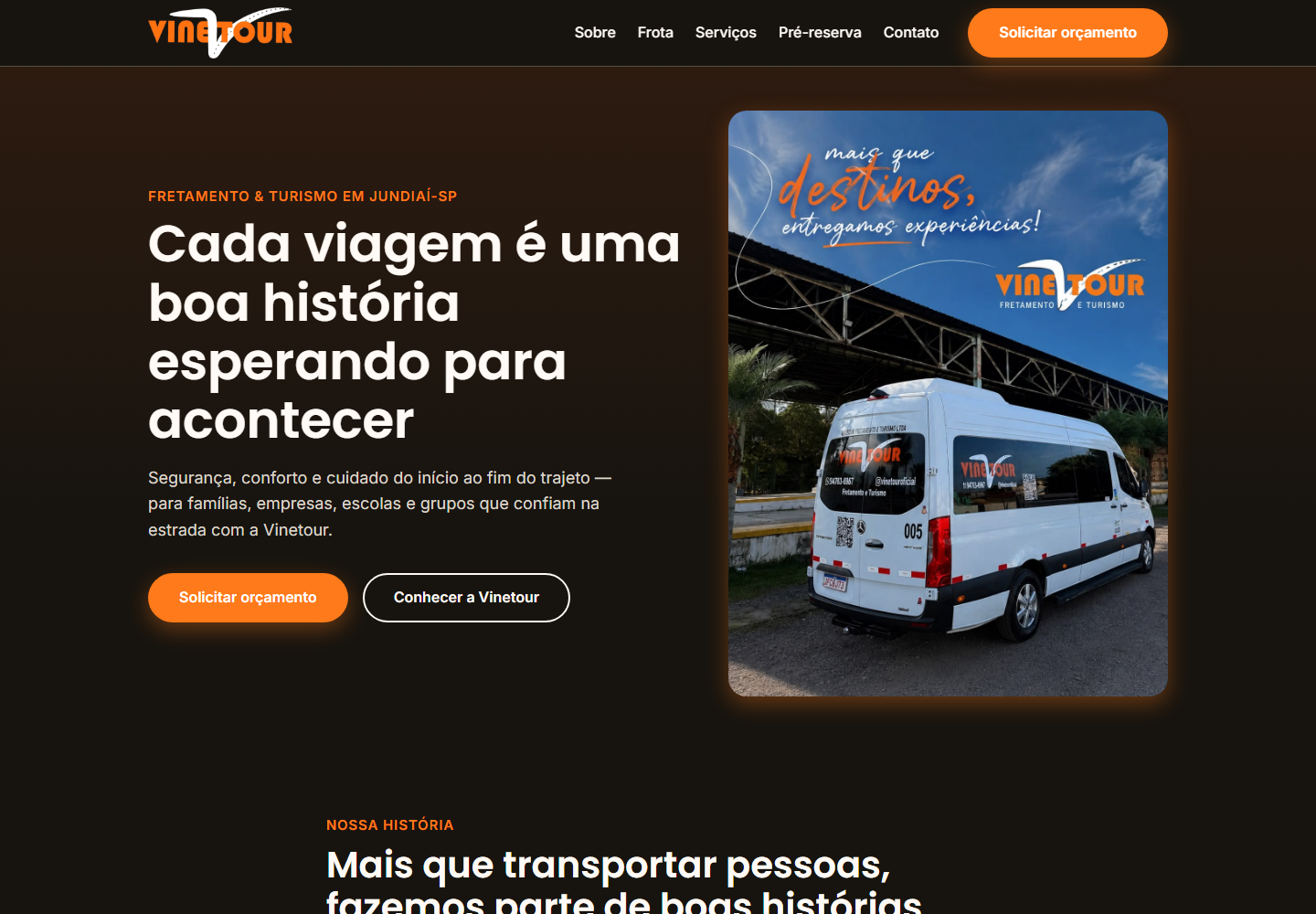 Tela desktop real do projeto Vinetour