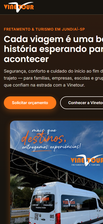 Tela mobile real do projeto Vinetour